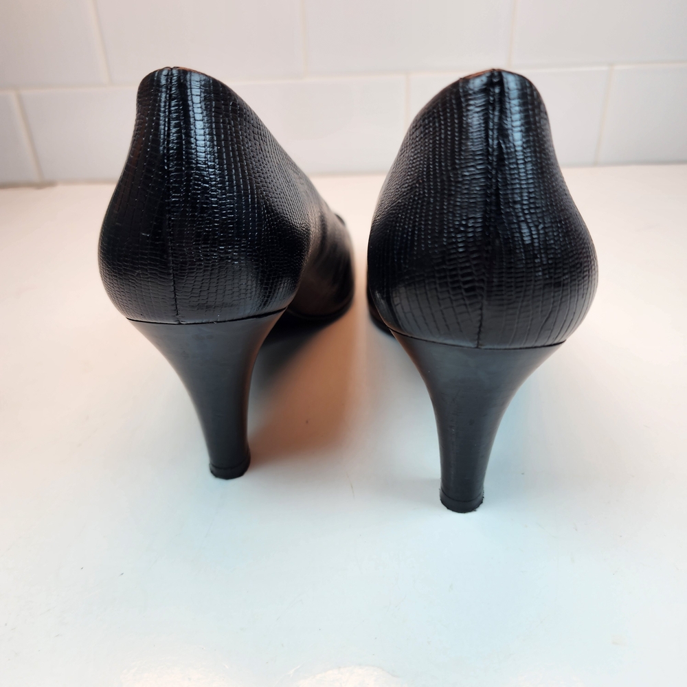 Alex Marie Classic Black Snakeskin Textured Heels Size 7.5 - Picture 4 of 10